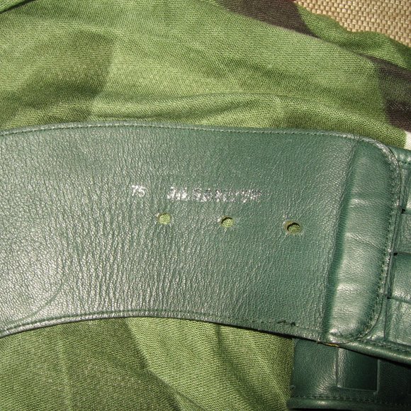 ❤️JIL SANDER Green Hand Woven Wide Runway Baby Soft Leather Belt Sz 75 / 33 main image 2
